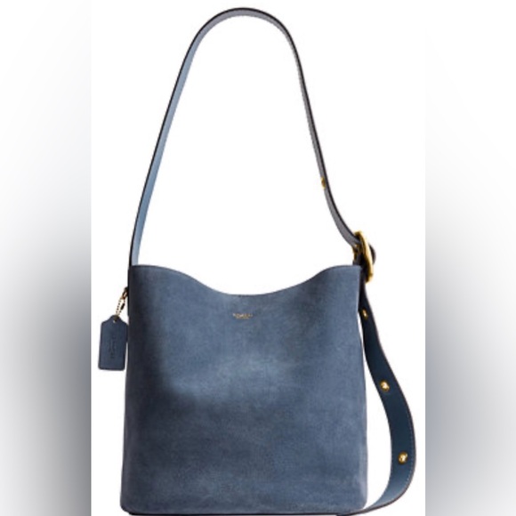 Coach Bleecker 21 Navy All SUEDE Bag NWT 2025 includes dust bag and pouch - Picture 4 of 8